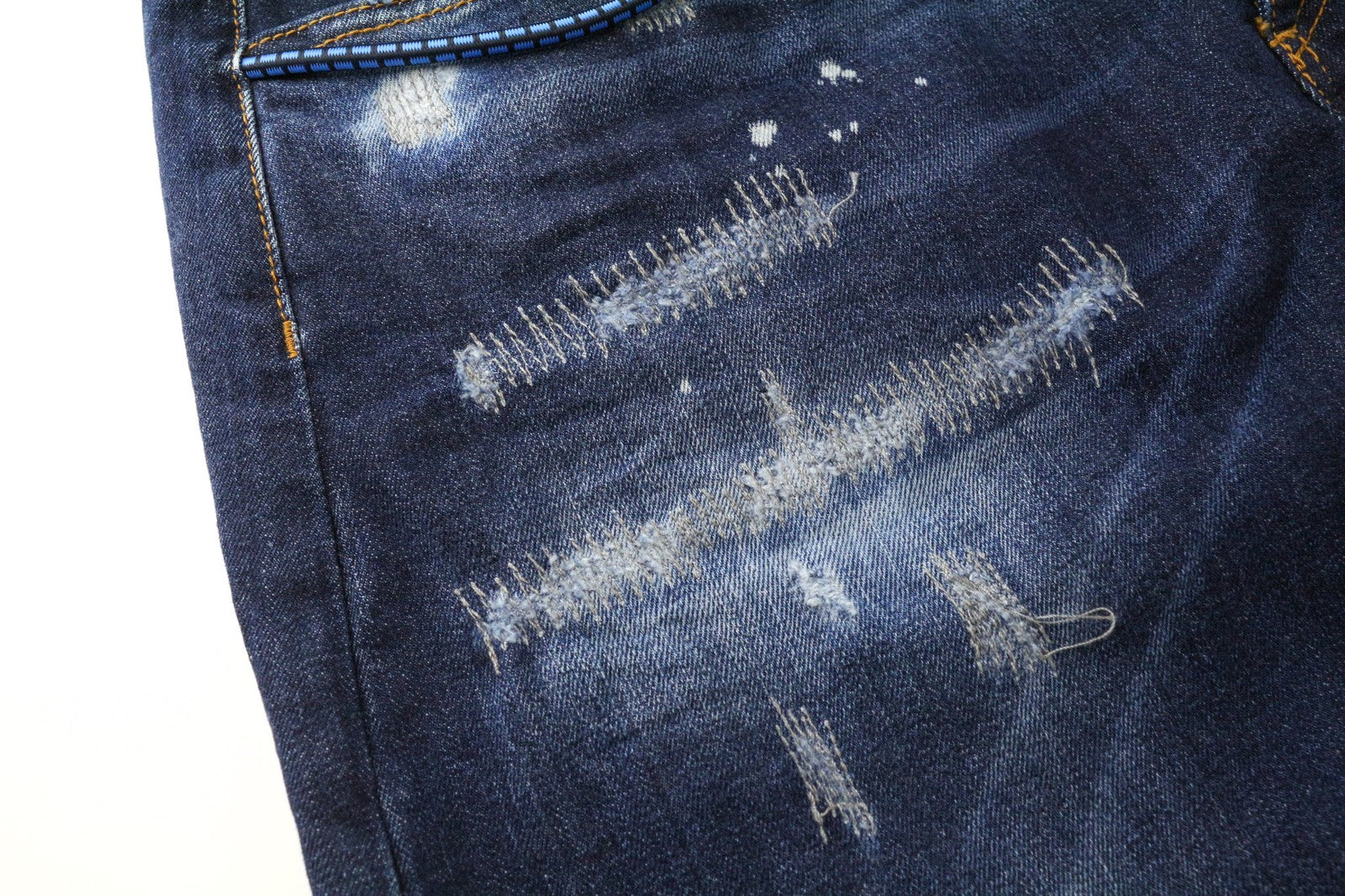 FRANKIE MORELLO Loredana Women's Jeans 38 Tapered Blue Cotton Stretch Ripped