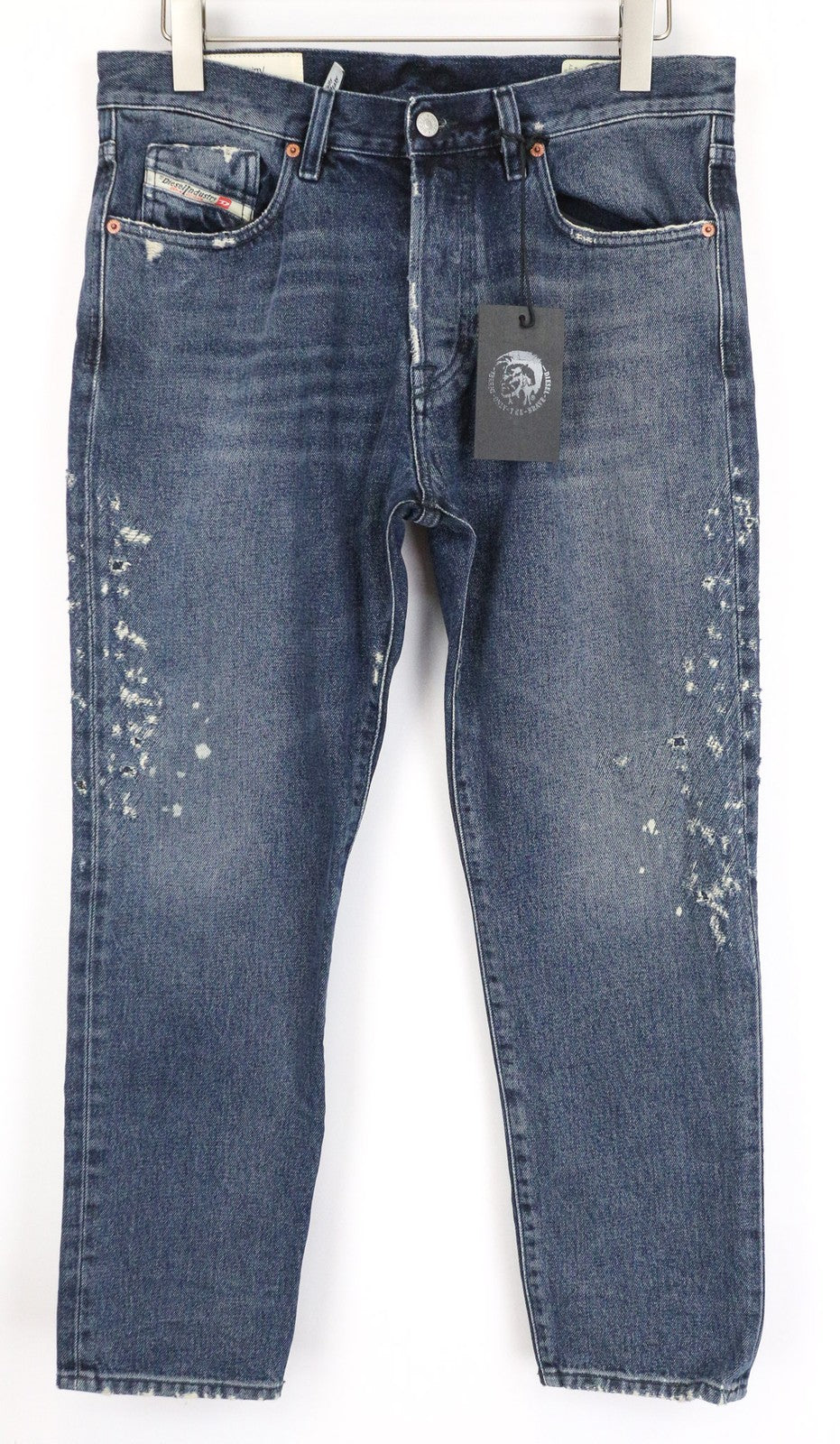 DIESEL Mharky 0870B Men's Jeans W32/L30 Blue Cotton Slim-Skinny Washed