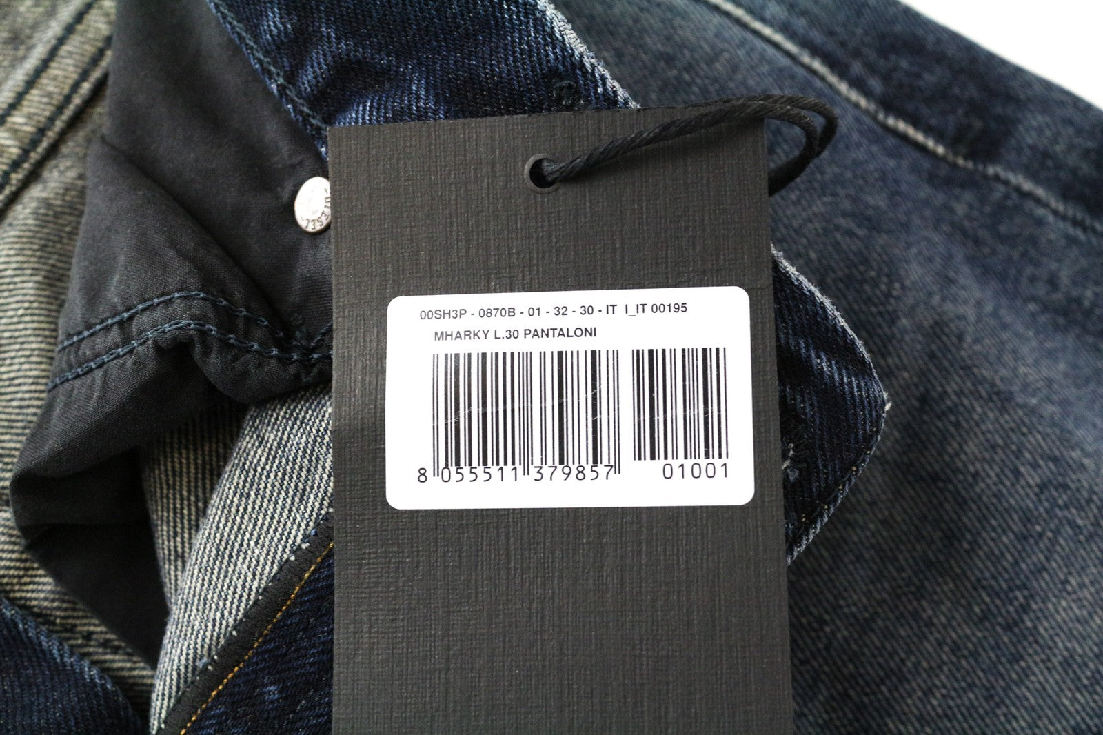 DIESEL Mharky 0870B Men's Jeans W32/L30 Blue Cotton Slim-Skinny Washed