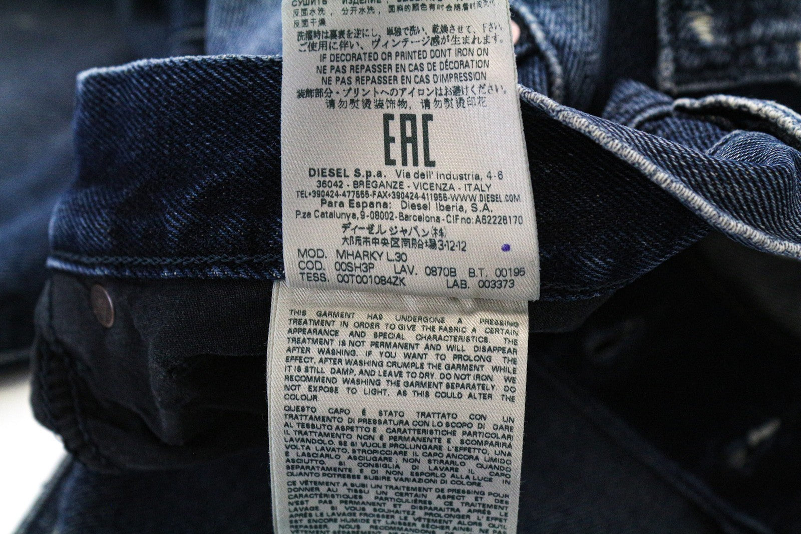 DIESEL Mharky 0870B Men's Jeans W32/L30 Blue Cotton Slim-Skinny Washed