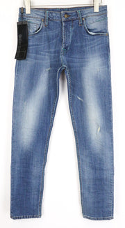 TAKESHY KUROSAWA Men's Jeans W34 Slim Stretch Cotton Blue Distressed Wash