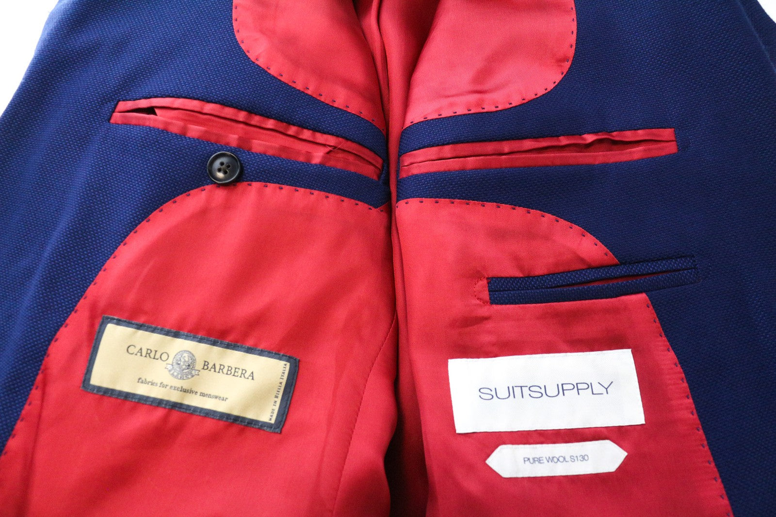 SUITSUPPLY Sienna Men's UK38S Blazer Blue Super 130's Wool Single-Breasted