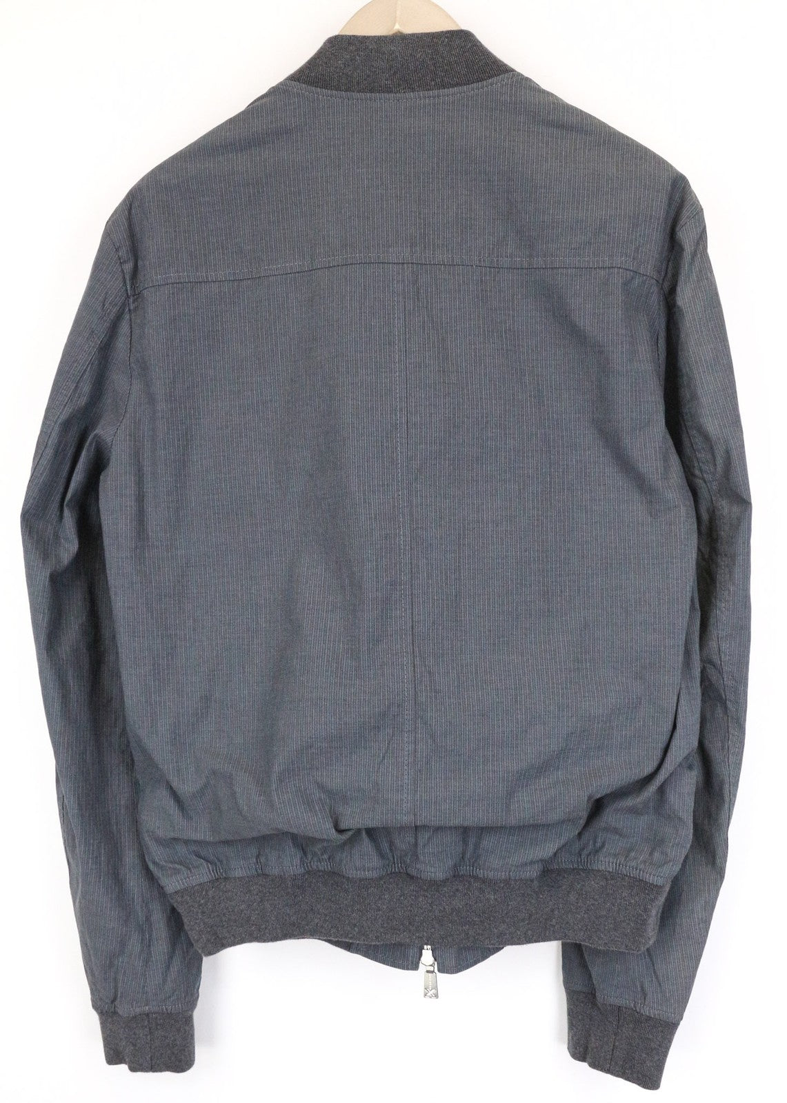 RICHMOND Men's Jacket 48 Grey Cotton Stripe Bomber Long Sleeve Casual