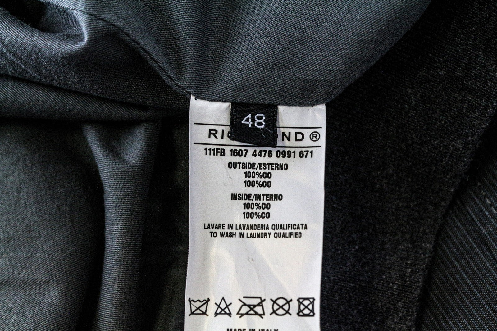 RICHMOND Men's Jacket 48 Grey Cotton Stripe Bomber Long Sleeve Casual