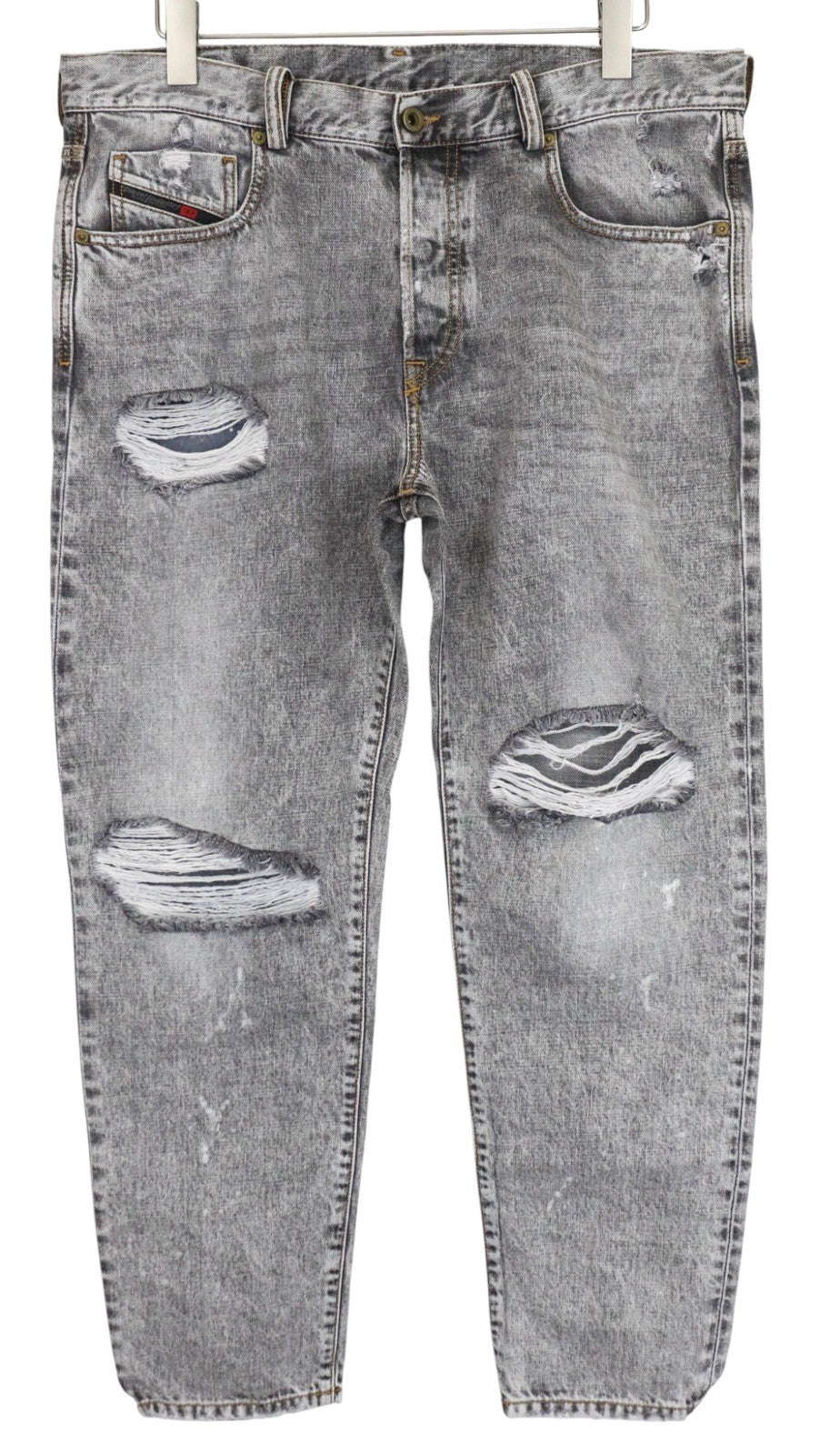 DIESEL Mharky 089AT Men's Jeans W36/L32 Grey Cotton Slim-Skinny Ripped