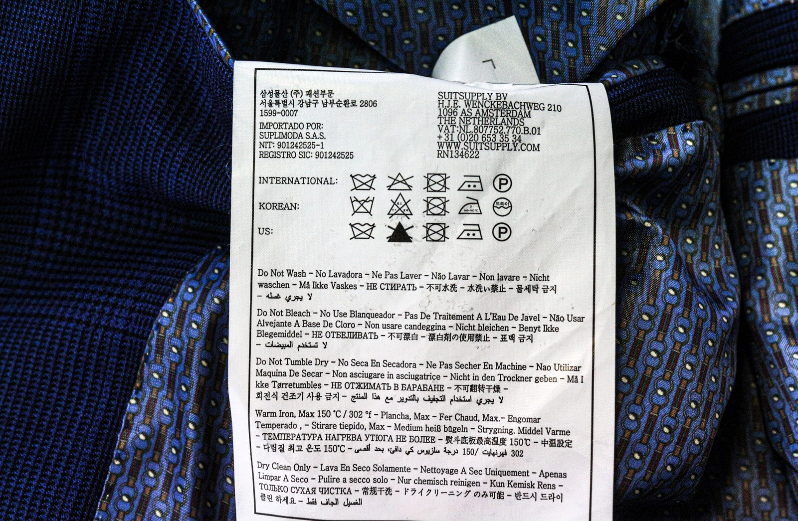 SUITSUPPLY La Spalla Men's Suit UK42R Blue Wool 2Pc Checked Classic