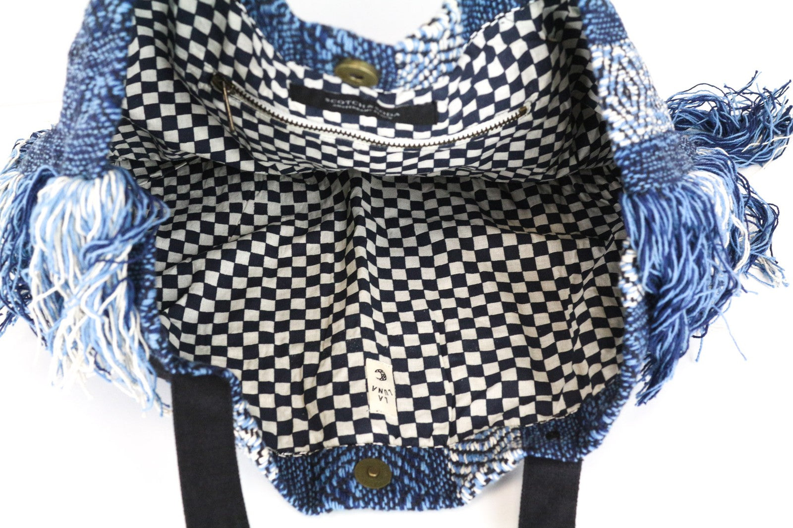 SCOTCH & SODA Women's Summer Bag Blue One Size Beach Tassels Patterned