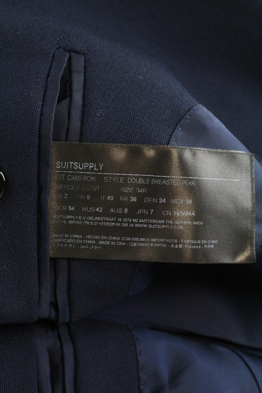 SUITSUPPLY Cameron Women's UK8R Blue Mohair Wool Blazer Double-Breasted Peak