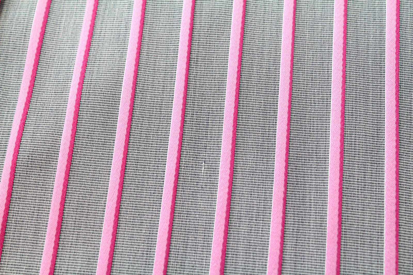 RICHMOND Men's Shirt 48 Grey Pink Striped Cotton Button-Up 3/4 Sleeve