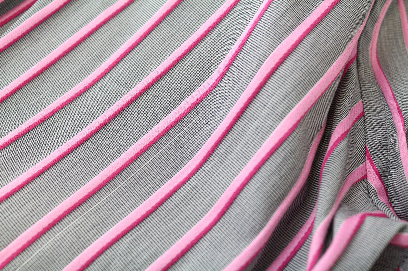 RICHMOND Men's Shirt 48 Grey Pink Striped Cotton Button-Up 3/4 Sleeve
