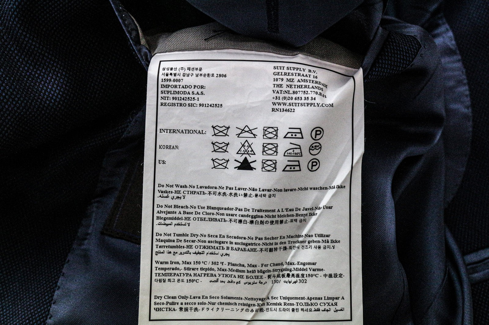 SUITSUPPLY Sienna Men's UK36R Blazer Blue Super 130's Wool Single-Breasted