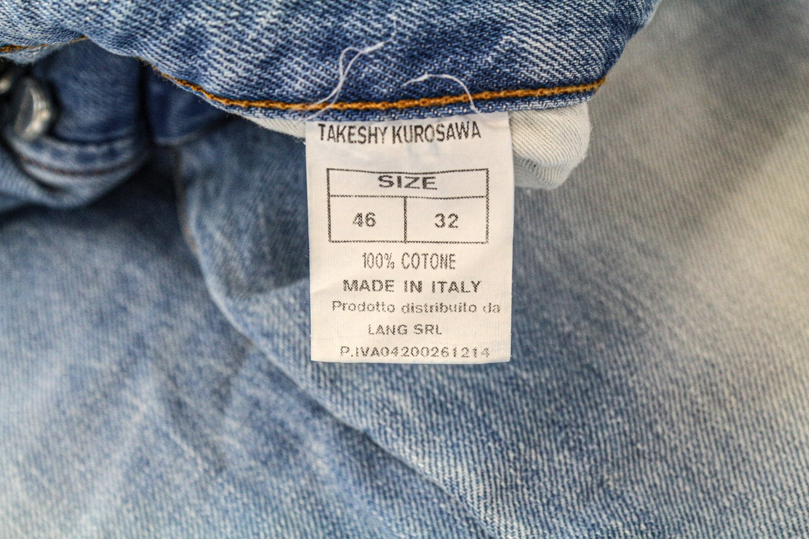 TAKESHY KUROSAWA Men's Jeans W32 Slim Fit Painted Blue Cotton Washed