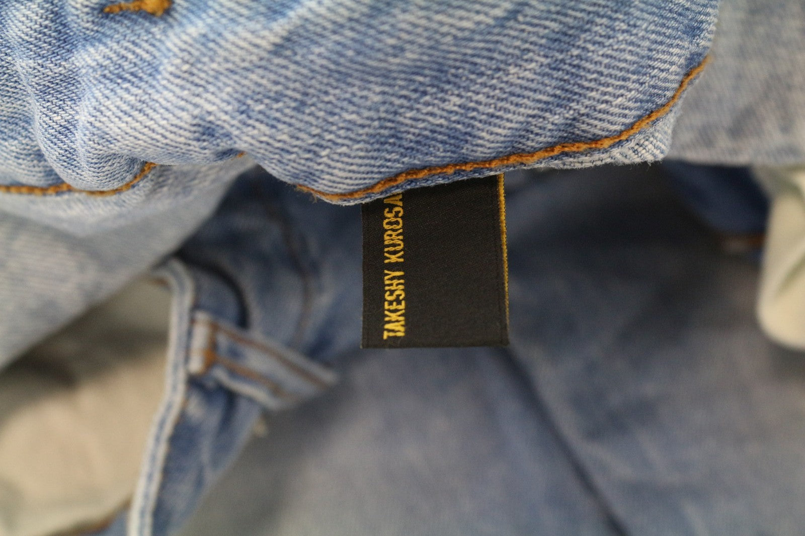 TAKESHY KUROSAWA Men's Jeans W32 Slim Fit Painted Blue Cotton Washed