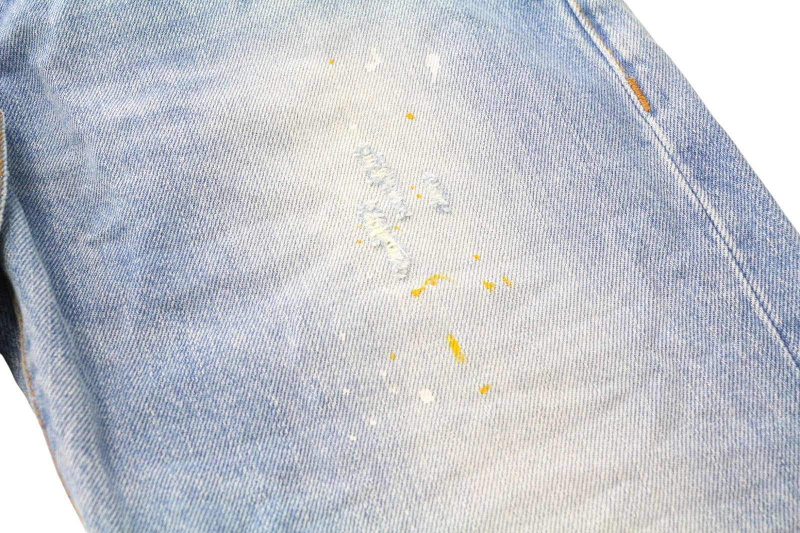 TAKESHY KUROSAWA Men's Jeans W32 Slim Fit Painted Blue Cotton Washed