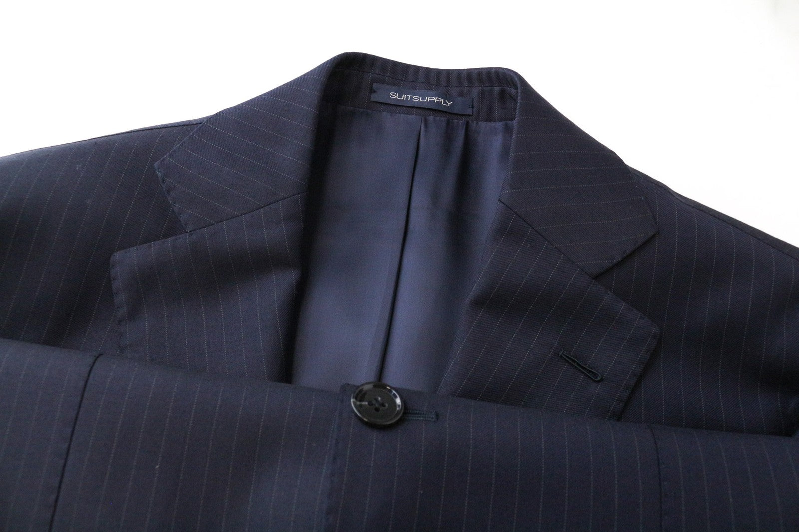 SUITSUPPLY La Spalla Men's UK36L Navy Blue Wool Stripe Blazer Patterned