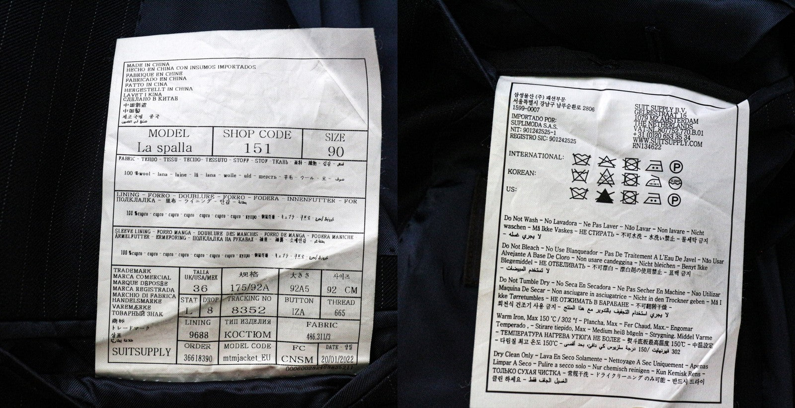 SUITSUPPLY La Spalla Men's UK36L Navy Blue Wool Stripe Blazer Patterned