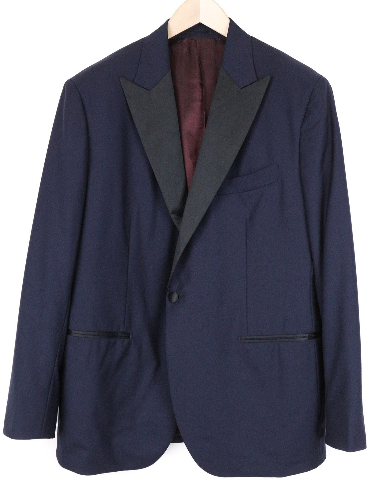 SUITSUPPLY Lazio Men's Blazer 28 Blue Wool Tuxedo Lined Single-Breasted