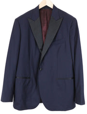 SUITSUPPLY Lazio Men's Blazer 28 Blue Wool Tuxedo Lined Single-Breasted