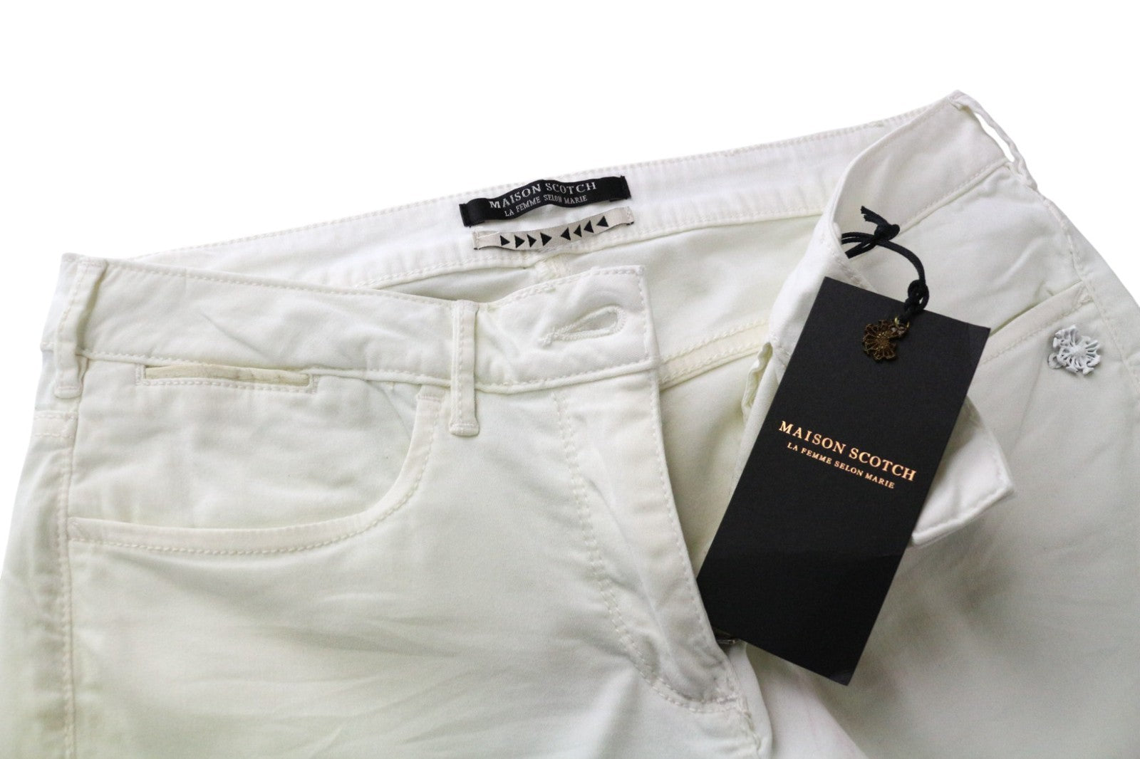 MAISON SCOTCH Women's Pants W27/L30 White Skinny 5-Pocket Zip Style