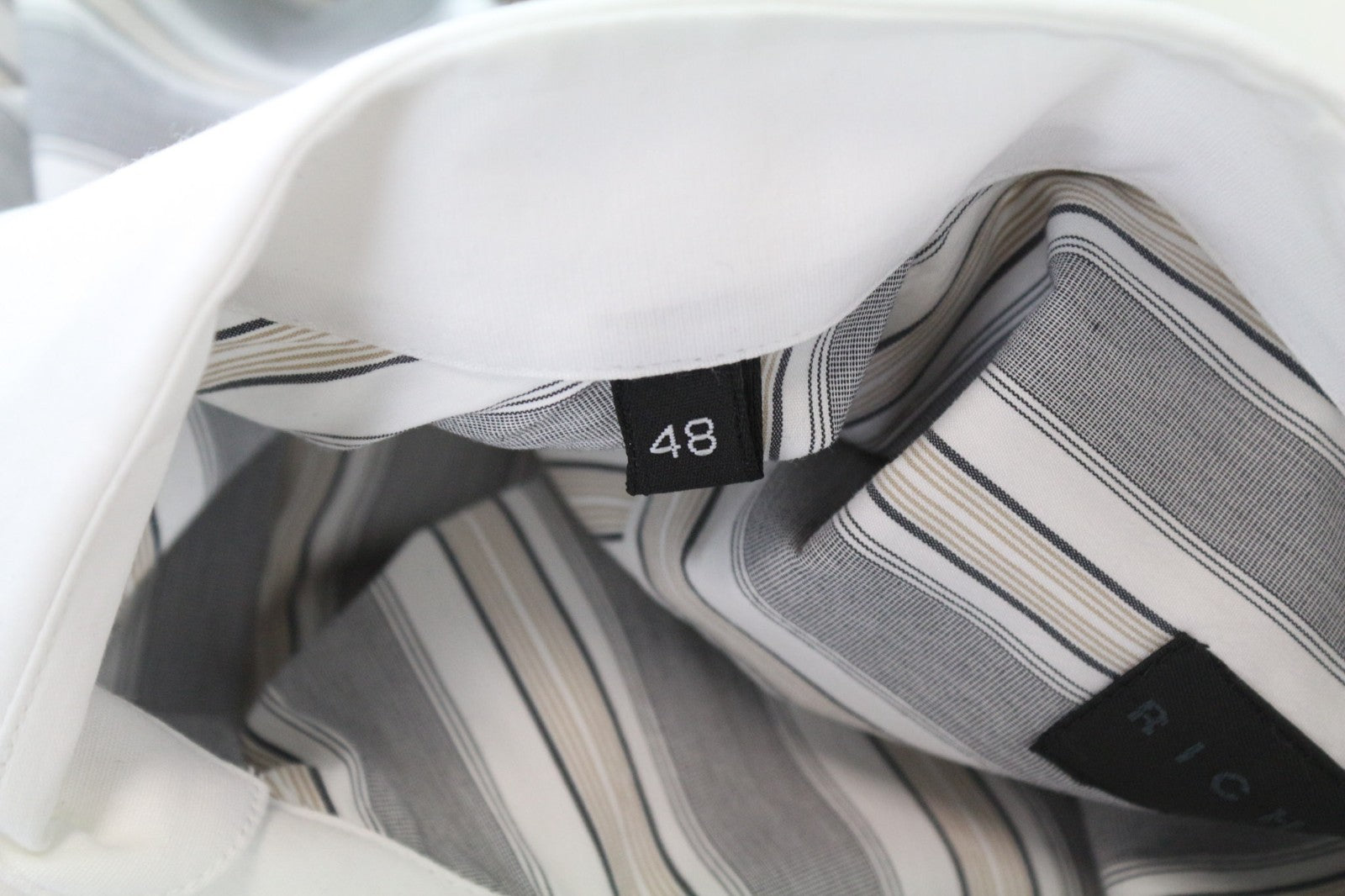 RICHMOND Men's Shirt 48 Grey Striped Stretch Cotton Long Sleeve Classic