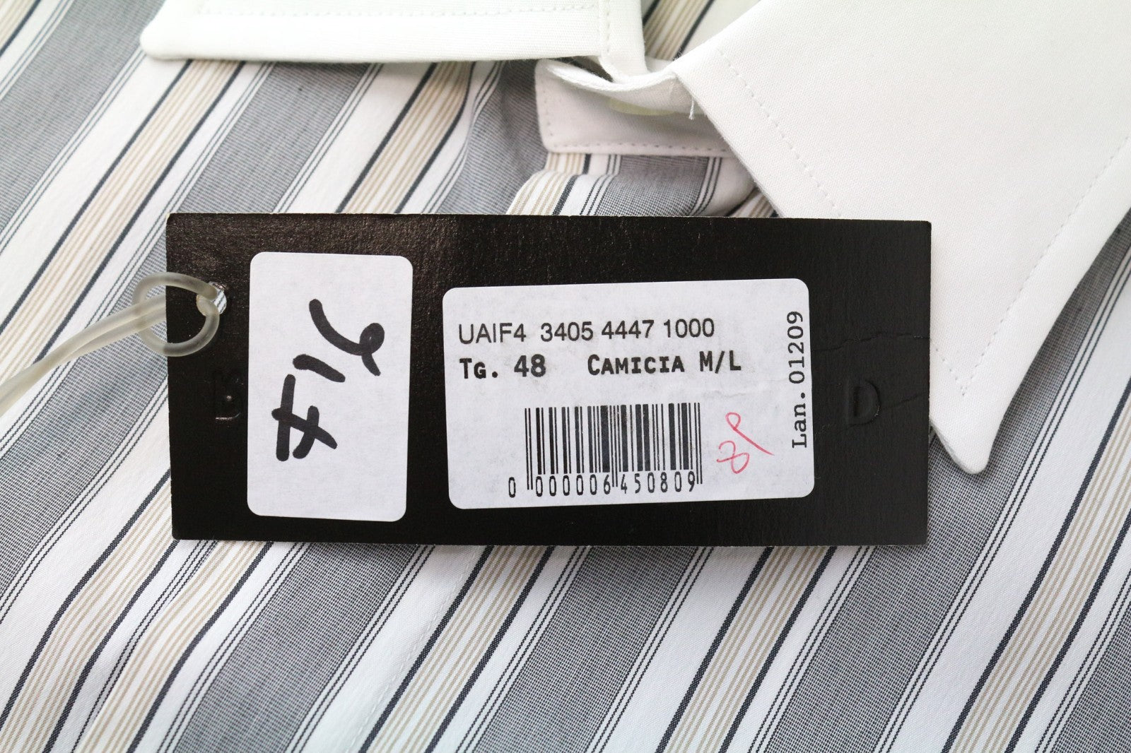 RICHMOND Men's Shirt 48 Grey Striped Stretch Cotton Long Sleeve Classic