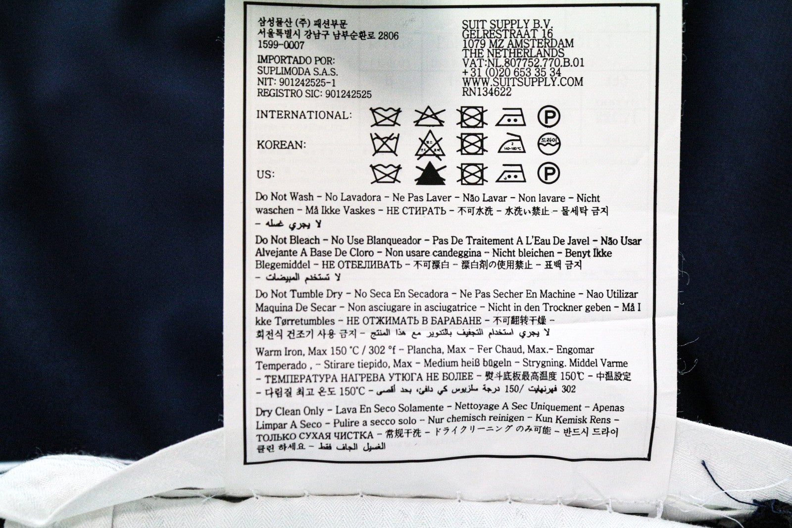 SUITSUPPLY Brescia Men's Pants UK28R Dark Blue Wool Pleated Lined Classic