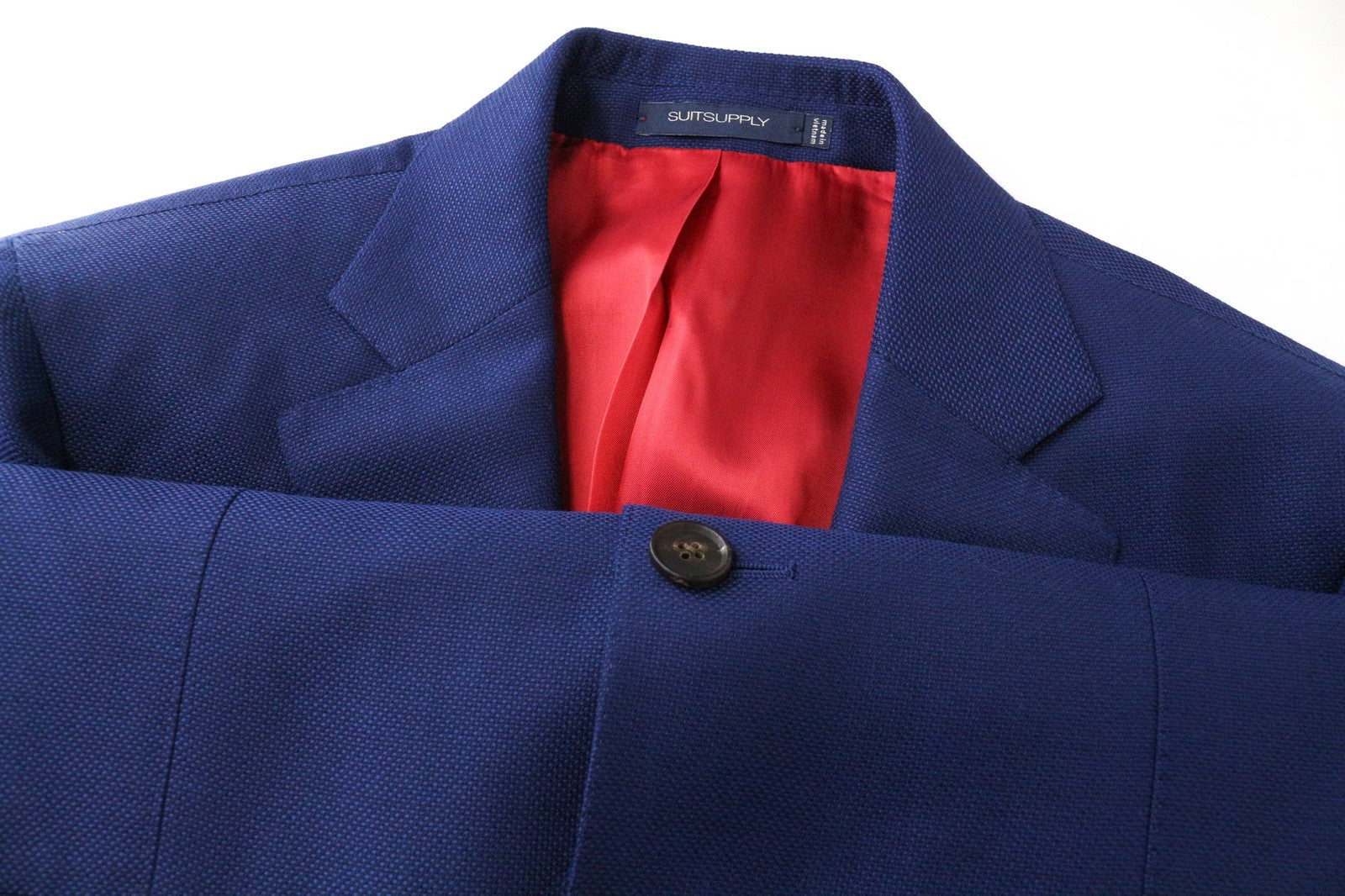 SUITSUPPLY Sienna Men's Blazer UK38S Blue Super 130's Wool Notch Lapel