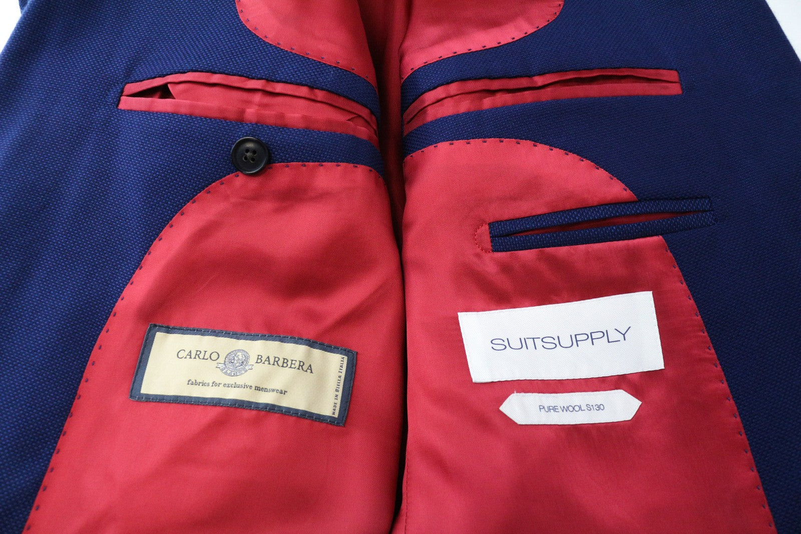 SUITSUPPLY Sienna Men's Blazer UK38S Blue Super 130's Wool Notch Lapel