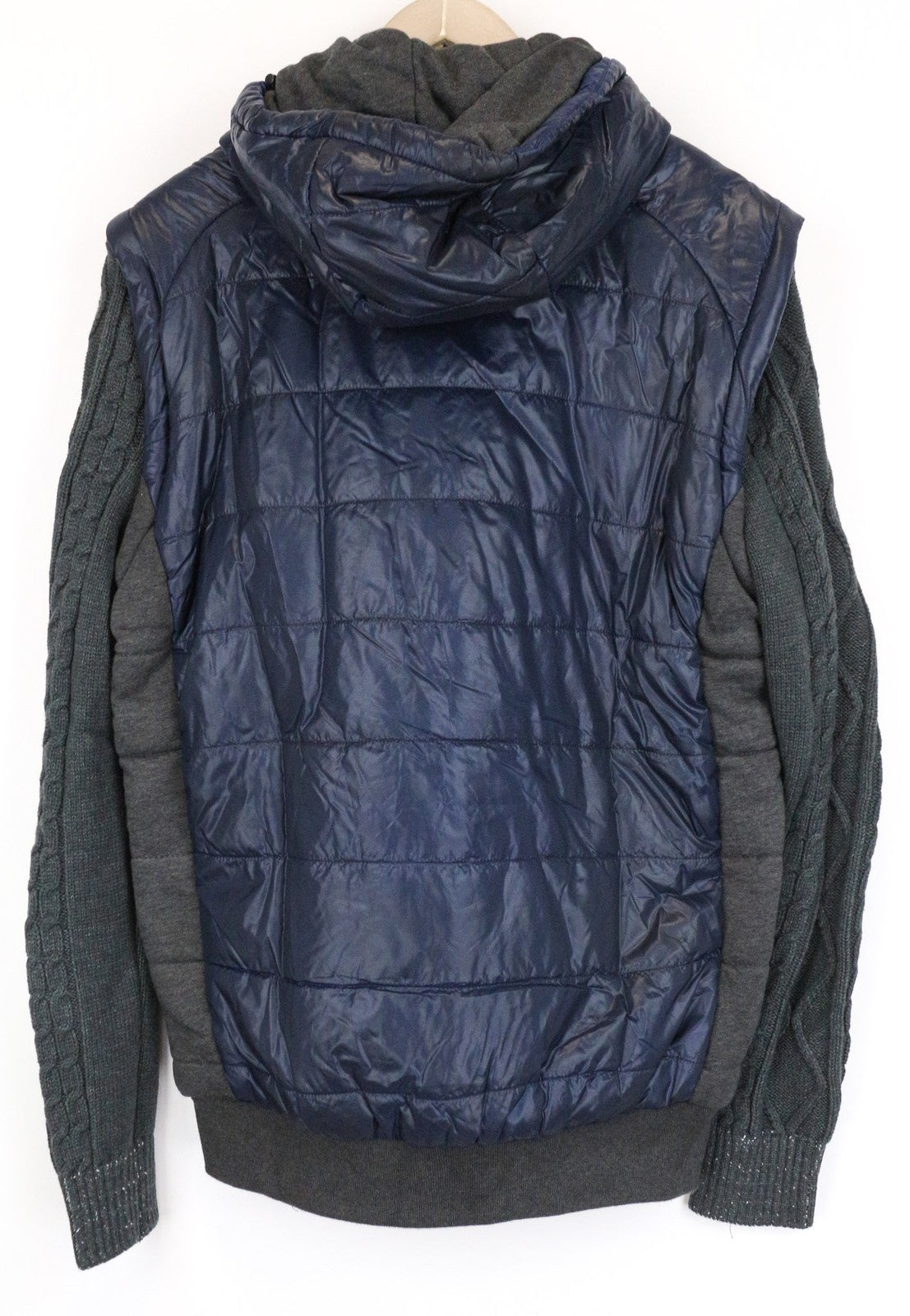 DESIGUAL Arthur Men's Jacket S Grey Blue Hooded Padded Cotton Blend Lined