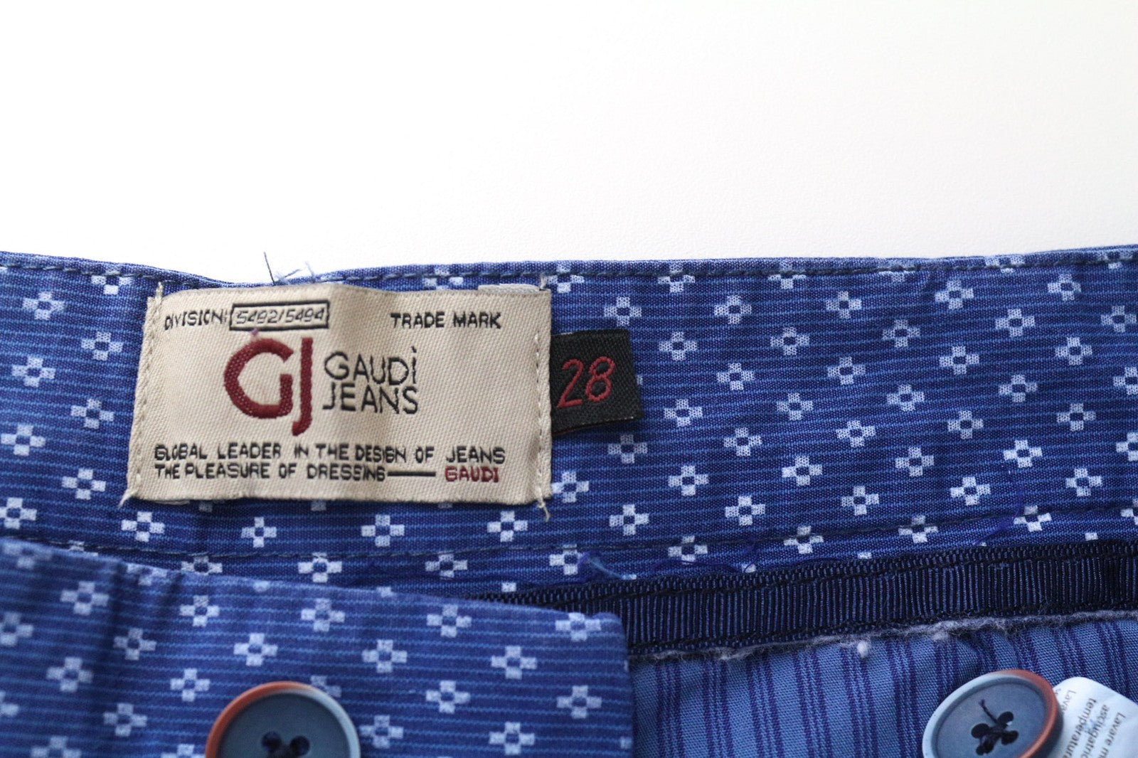 GAUDI JEANS Men's Shorts 28 Blue Cotton Stretch Patterned Summer Casual