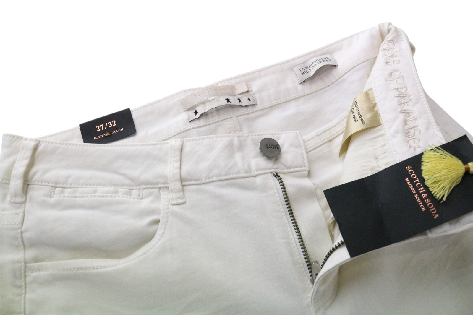 MAISON SCOTCH La Bohemienne Women's Skinny Pants W28/L30 Off-White Mid-Rise