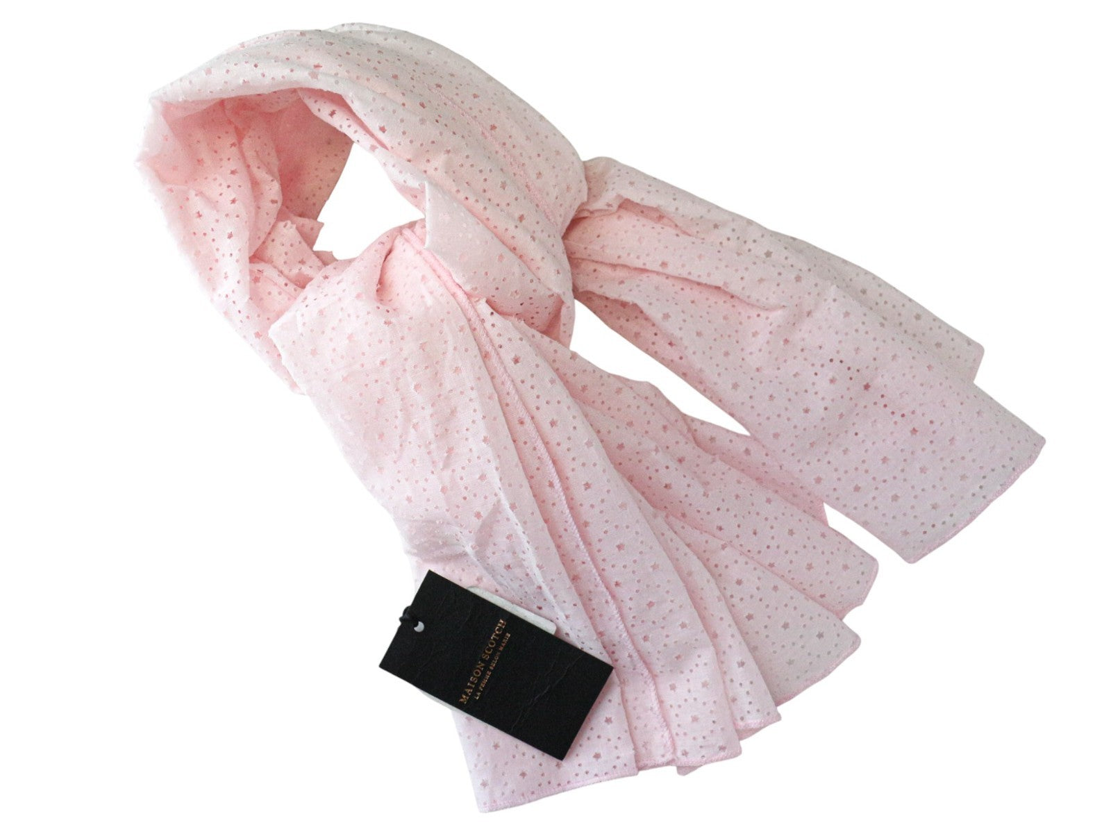 MAISON SCOTCH Women's Scarf One Size Pink Cotton Stars Cut-Out Classic