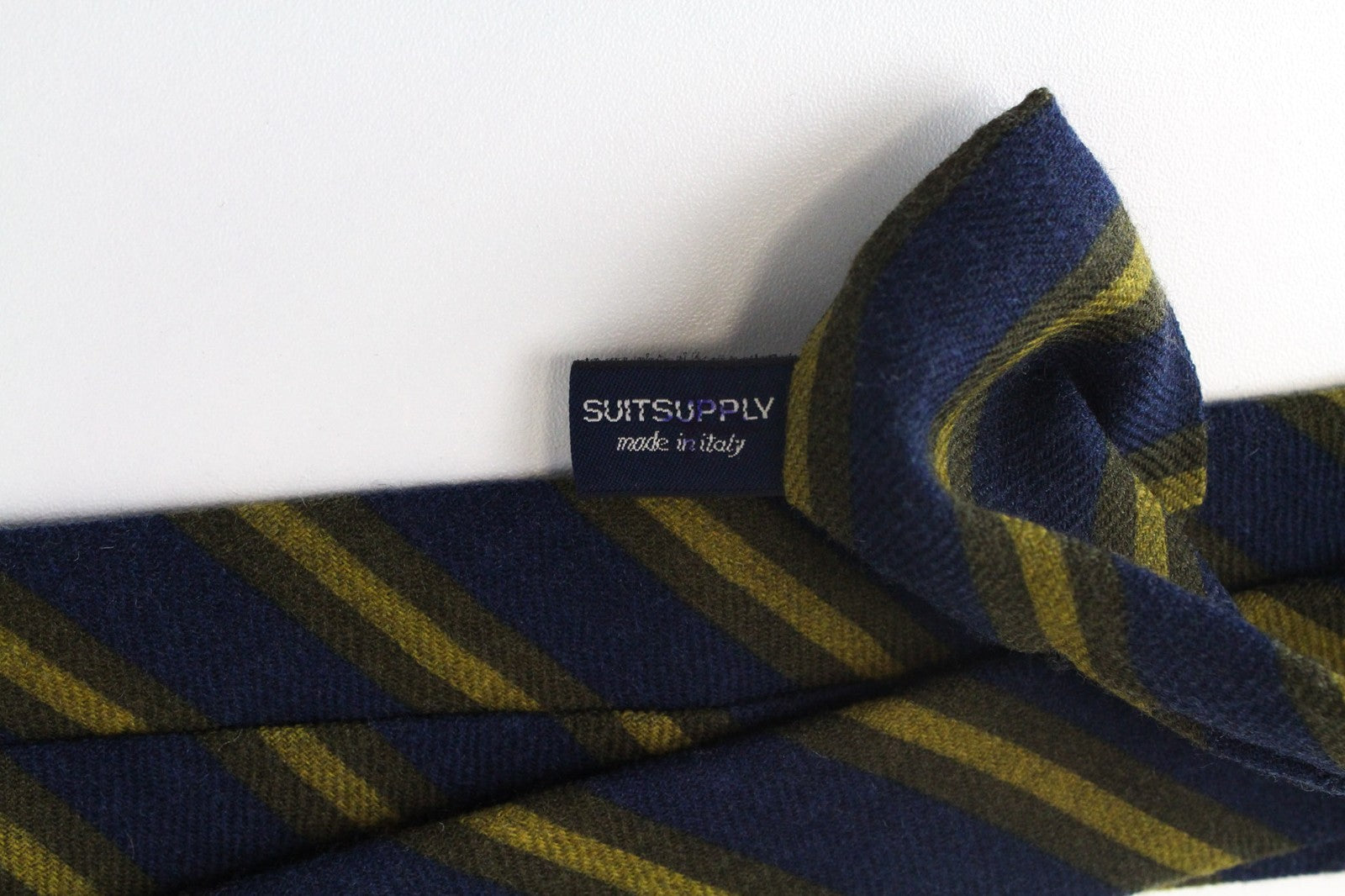 SUITSUPPLY Men's Tie 150x8cm Blue Wool Melange Stripe Pointed-End