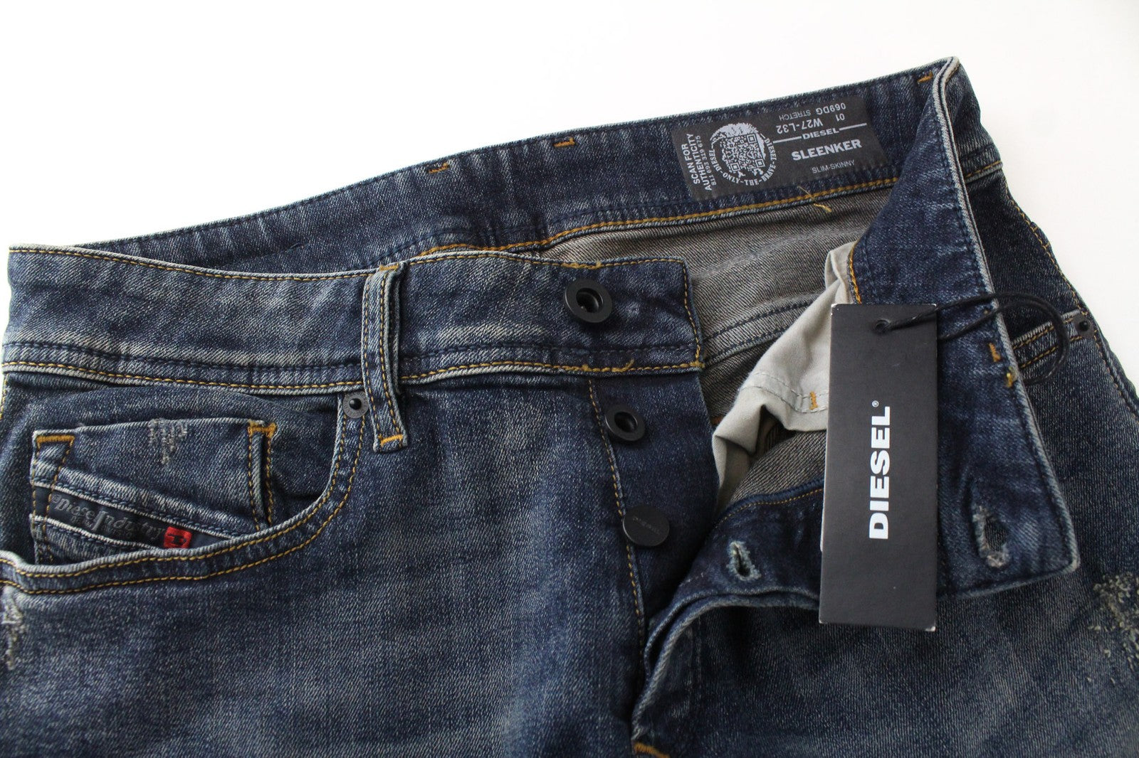 DIESEL Sleenker 069DG Men Jeans W27/L32 Boys Slim-Skinny Blue Cotton Stretch