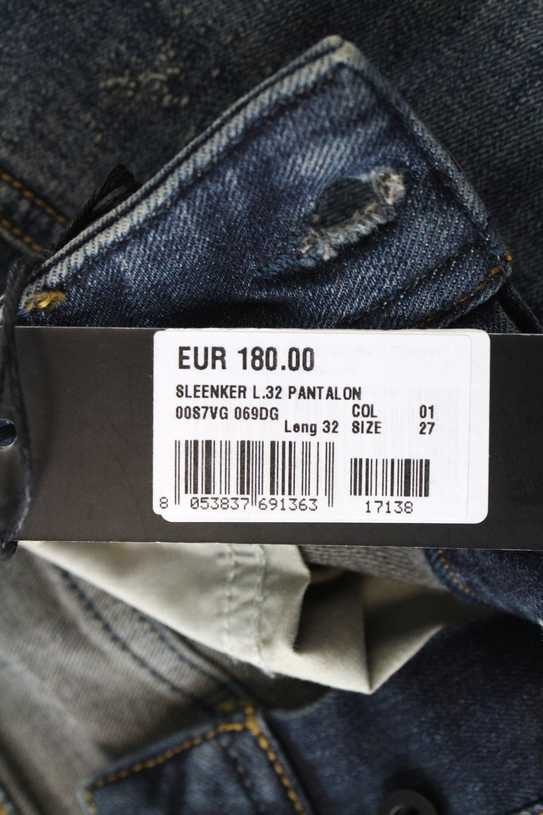 DIESEL Sleenker 069DG Men Jeans W27/L32 Boys Slim-Skinny Blue Cotton Stretch