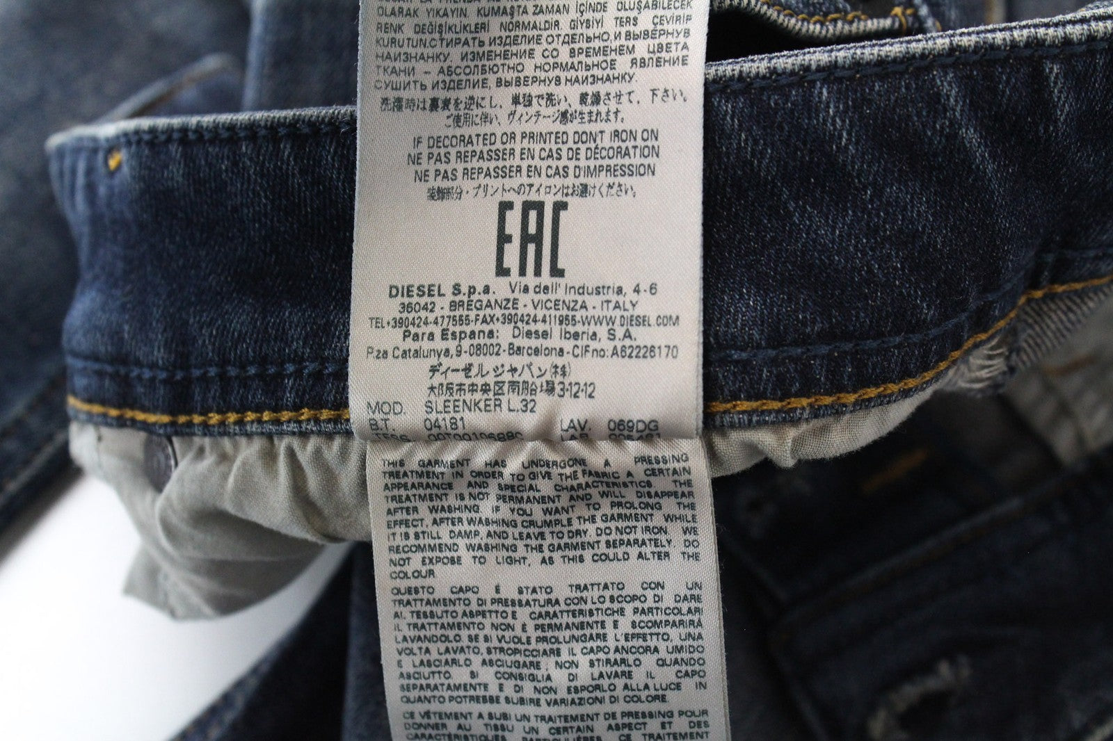 DIESEL Sleenker 069DG Men Jeans W27/L32 Boys Slim-Skinny Blue Cotton Stretch