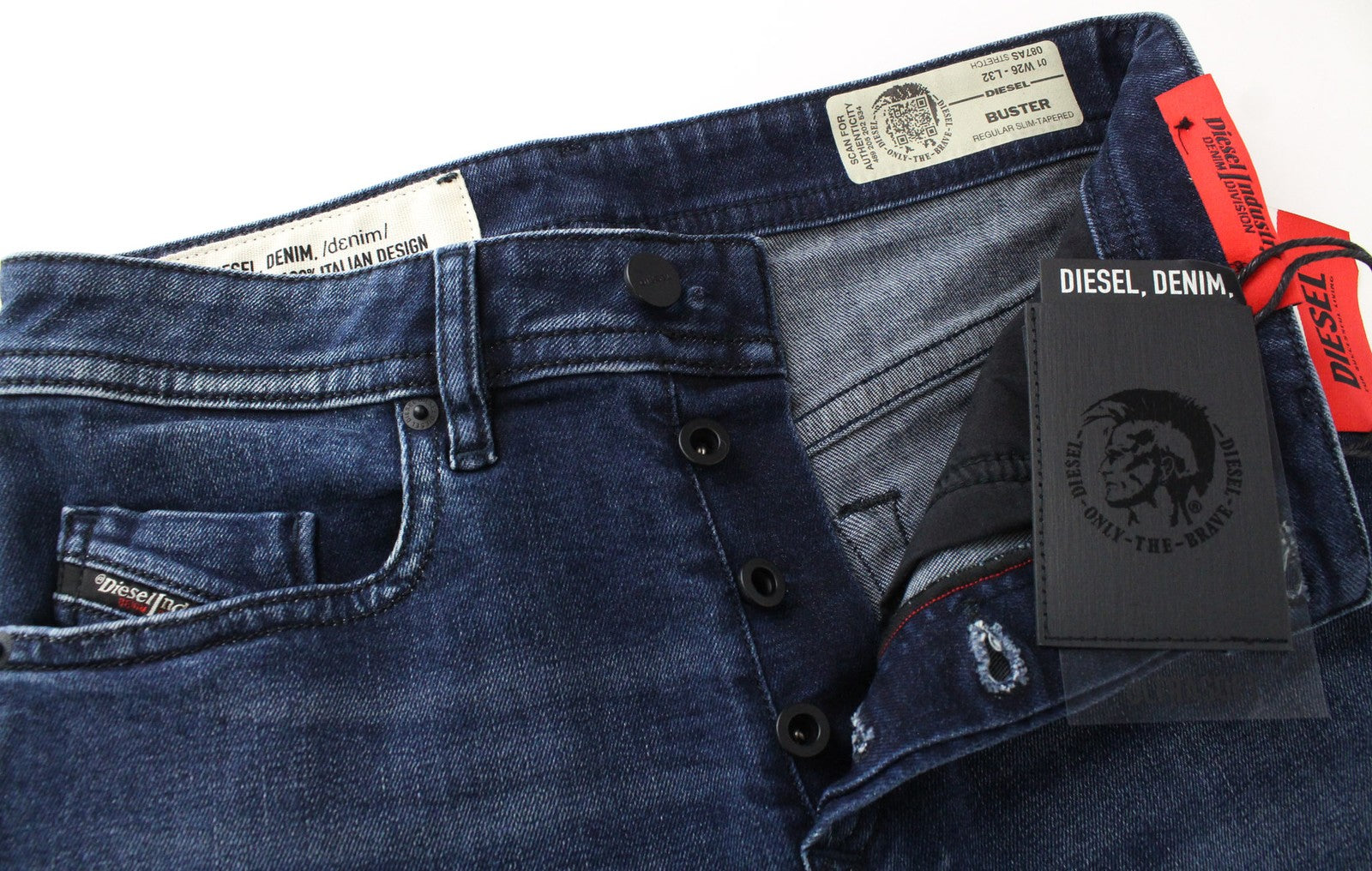 DIESEL Buster 087AS Men Jeans W26/L32 Boys Slim-Tapered Blue Cotton Stretch