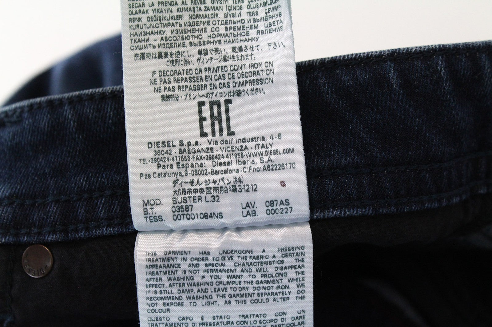 DIESEL Buster 087AS Men Jeans W26/L32 Boys Slim-Tapered Blue Cotton Stretch