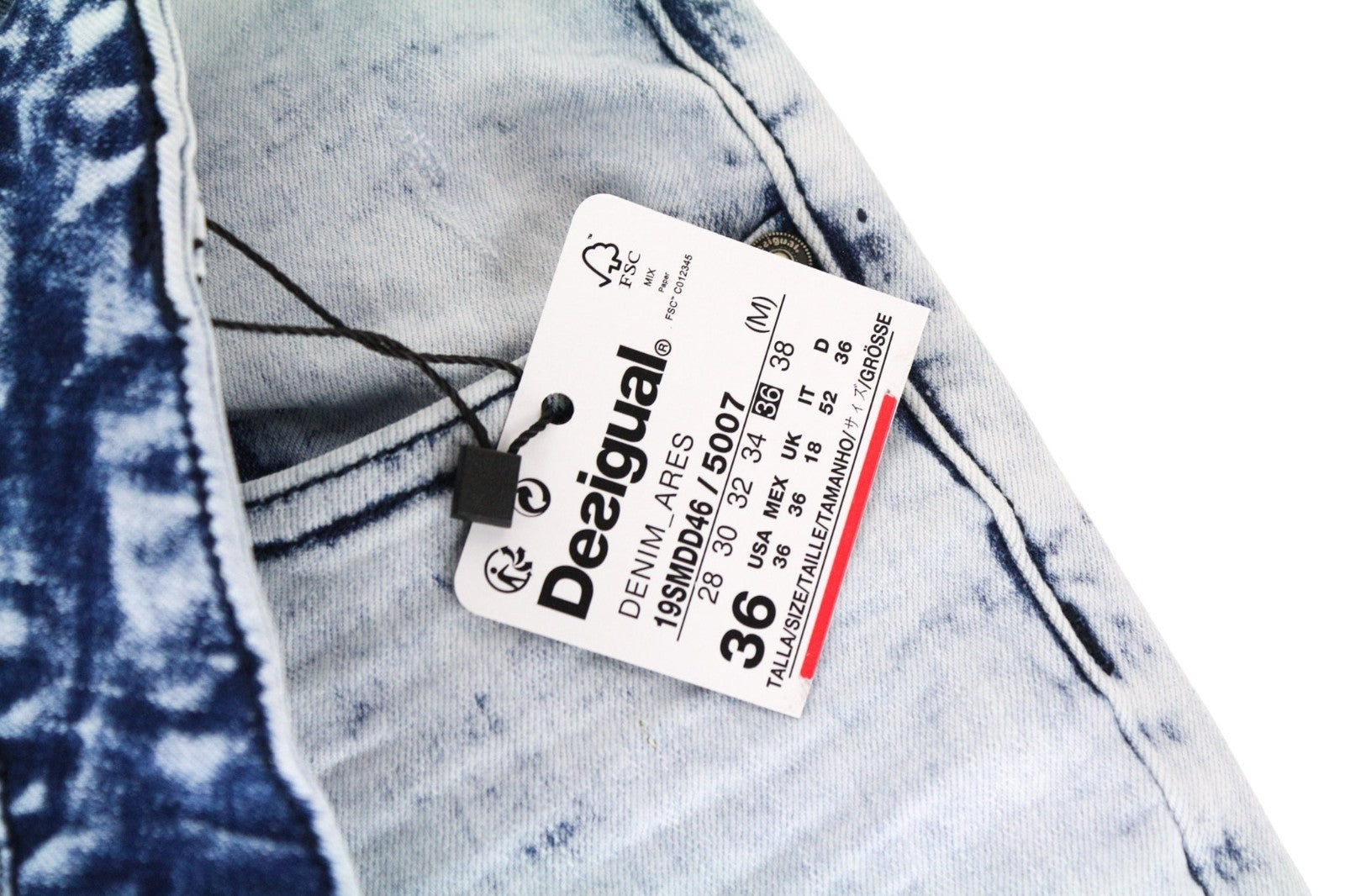 DESIGUAL Ares Men Jeans W36 Jogger Drawstrings Light Blue Cotton Stretch