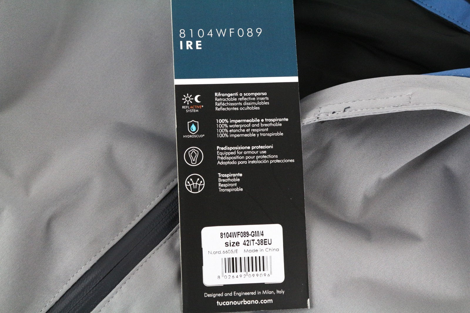 TUCANO URBANO Ire Women Jacket M Grey Waterproof Lined Breathable Hooded