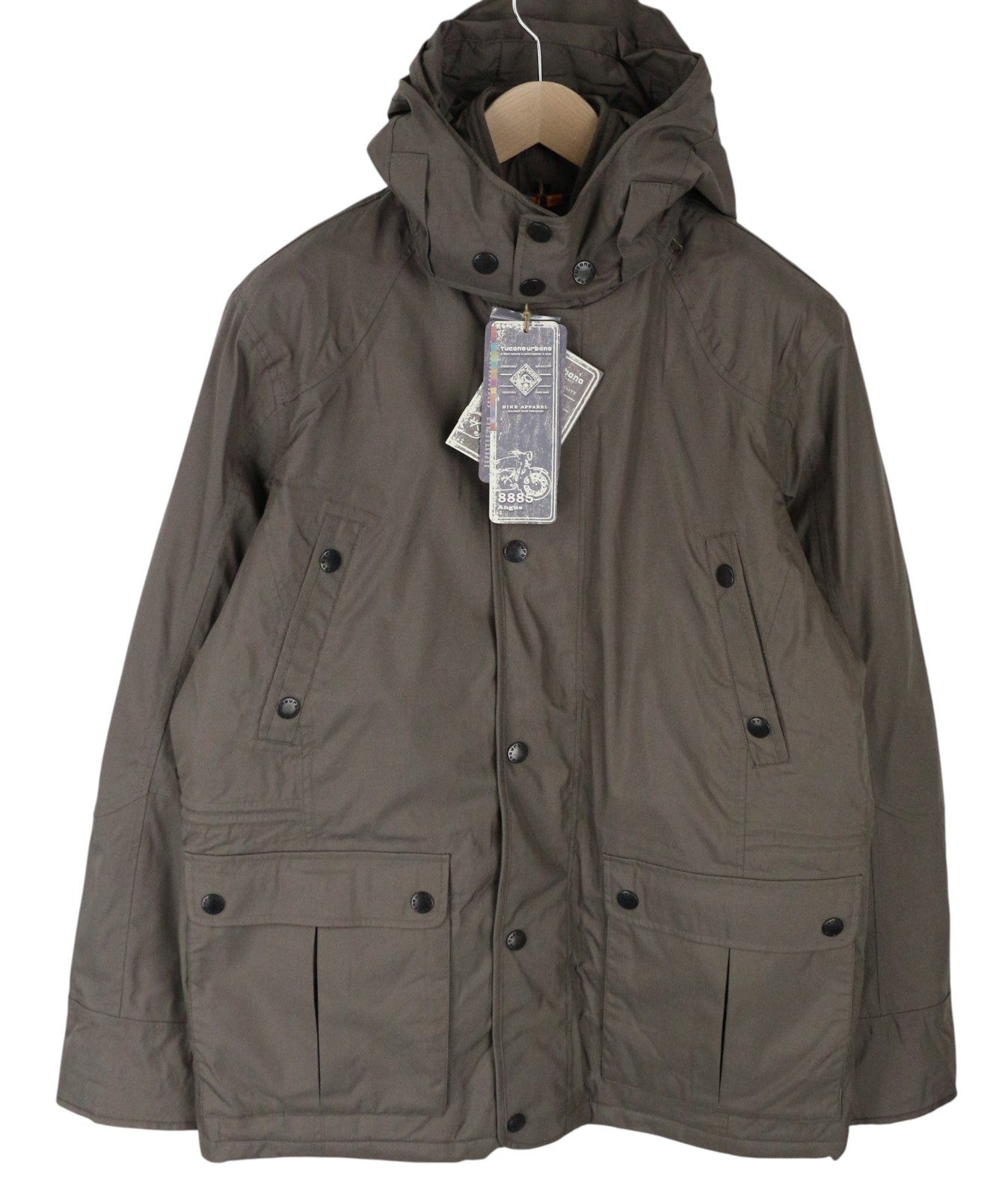 TUCANO URBANO Angus Men Jacket M Brown Cottoon Blend Hooded Waterproof Moto
