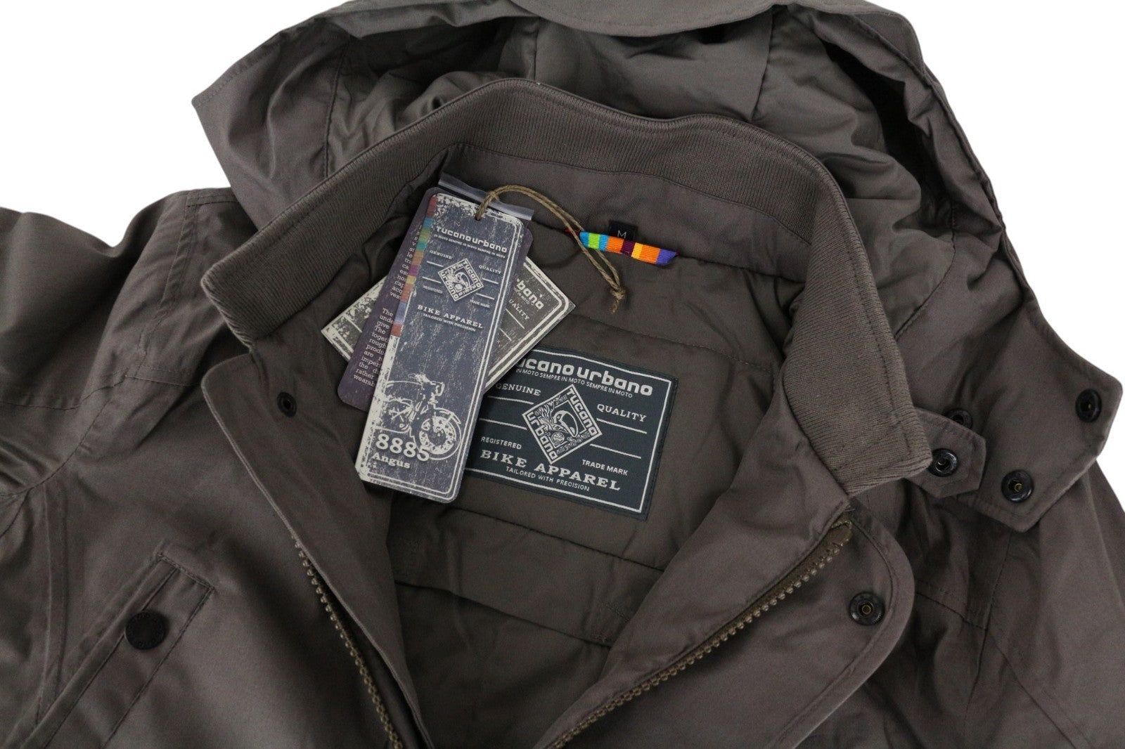 TUCANO URBANO Angus Men Jacket M Brown Cottoon Blend Hooded Waterproof Moto