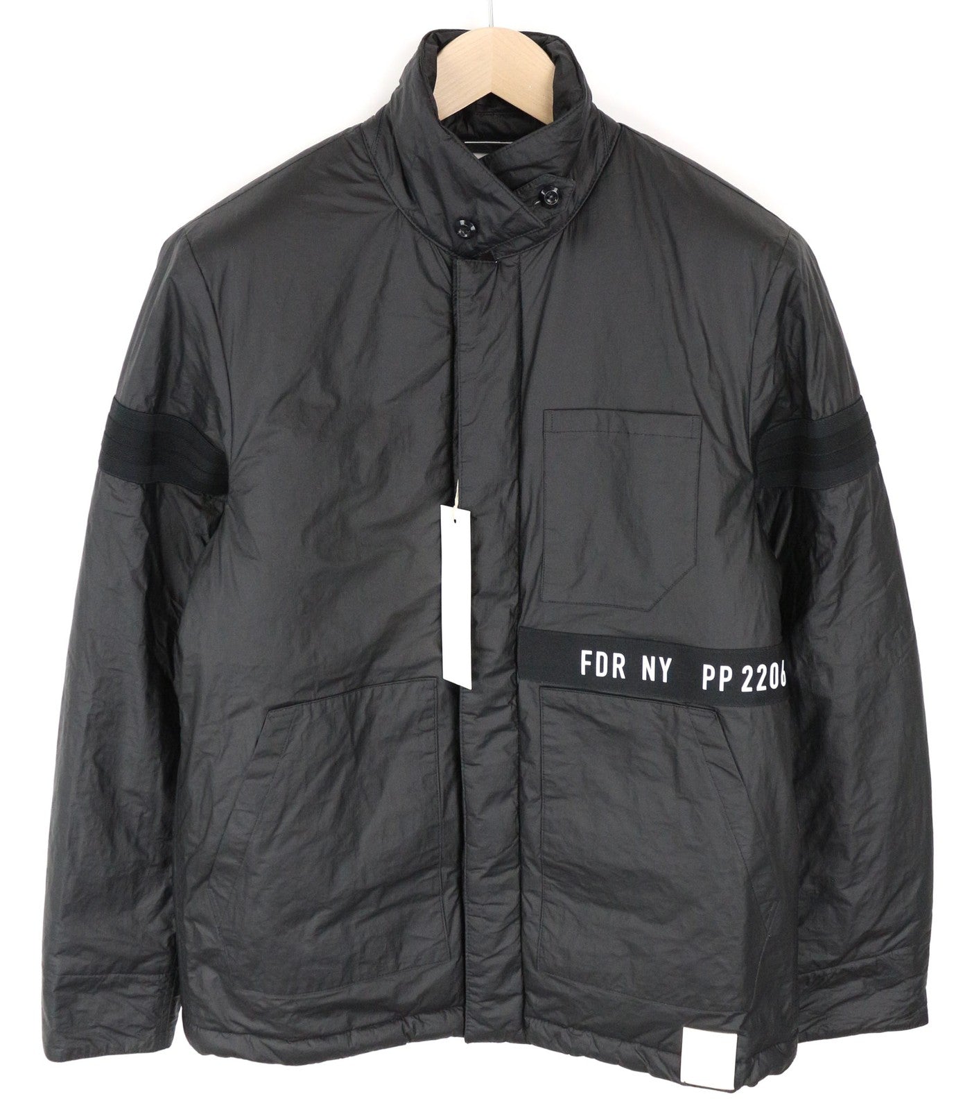 REPLAY Men Jacket M Black Zip Snaps Single-Breasted Lined Back Logo