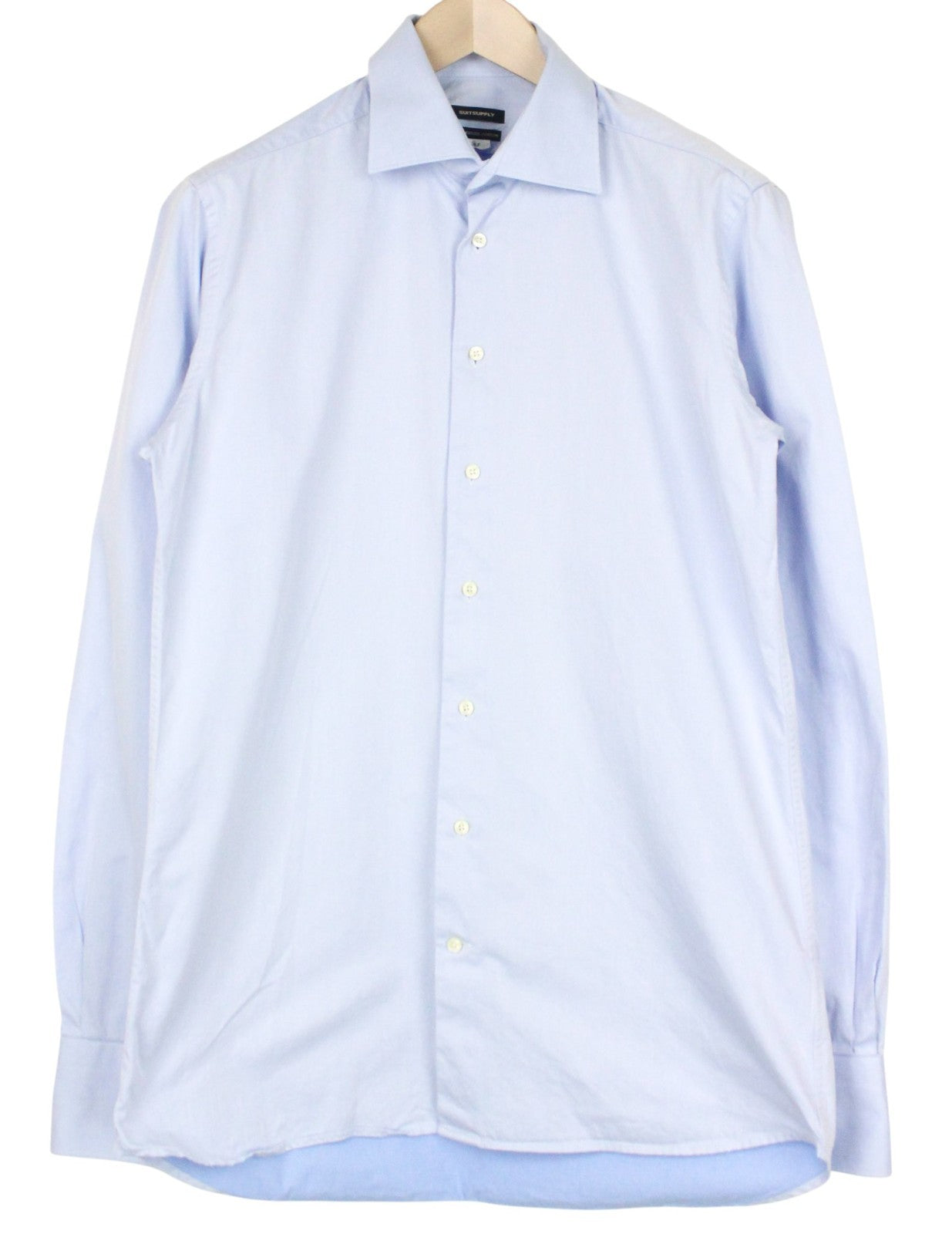 SUITSUPPLY Men Shirt 40-7/15 3/4L Blue Pure Cotton Button-Up Formal Long Sleeve