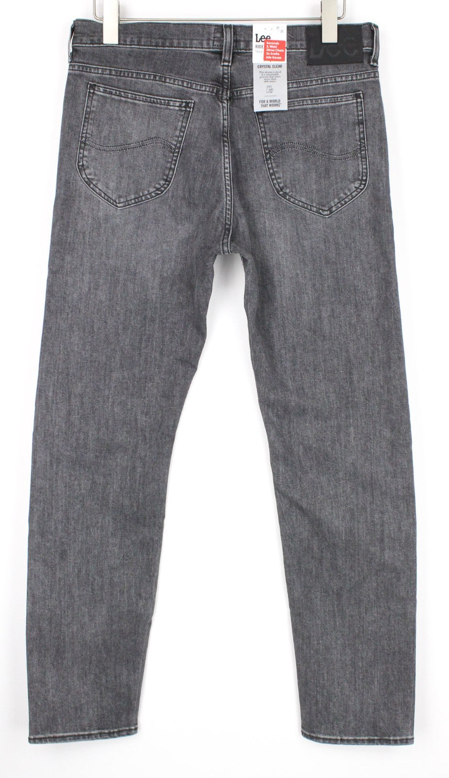 LEE Rider Men Jeans W32/L32 Slim Fit Grey Cotton Stretch Faded 5-Pocket