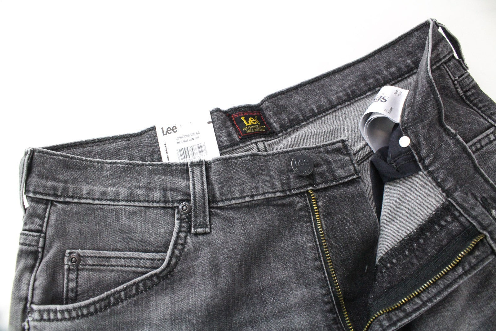 LEE Rider Men Jeans W32/L32 Slim Fit Grey Cotton Stretch Faded 5-Pocket