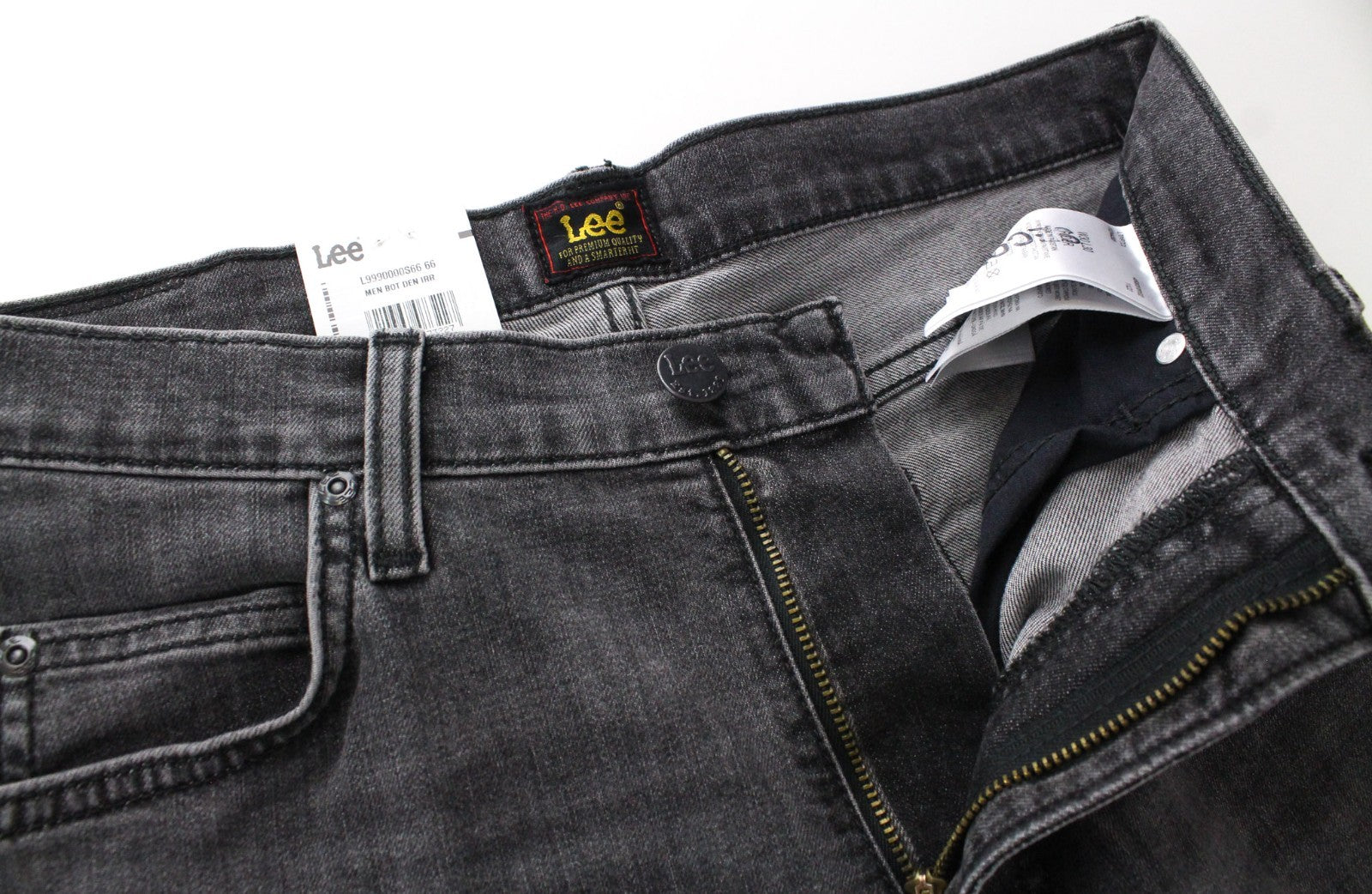 LEE Rider Men Jeans W30/L30 Slim Grey Cotton Stretch Washed Denim 5-Pocket