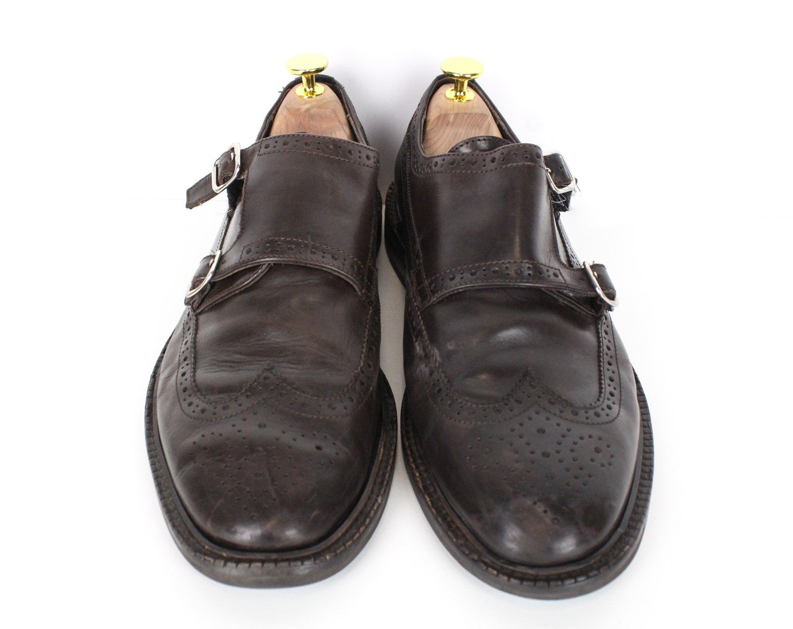 SUITSUPPLY Men Formal Shoes EU40 Dark Brown Double Buckled Leather Classic
