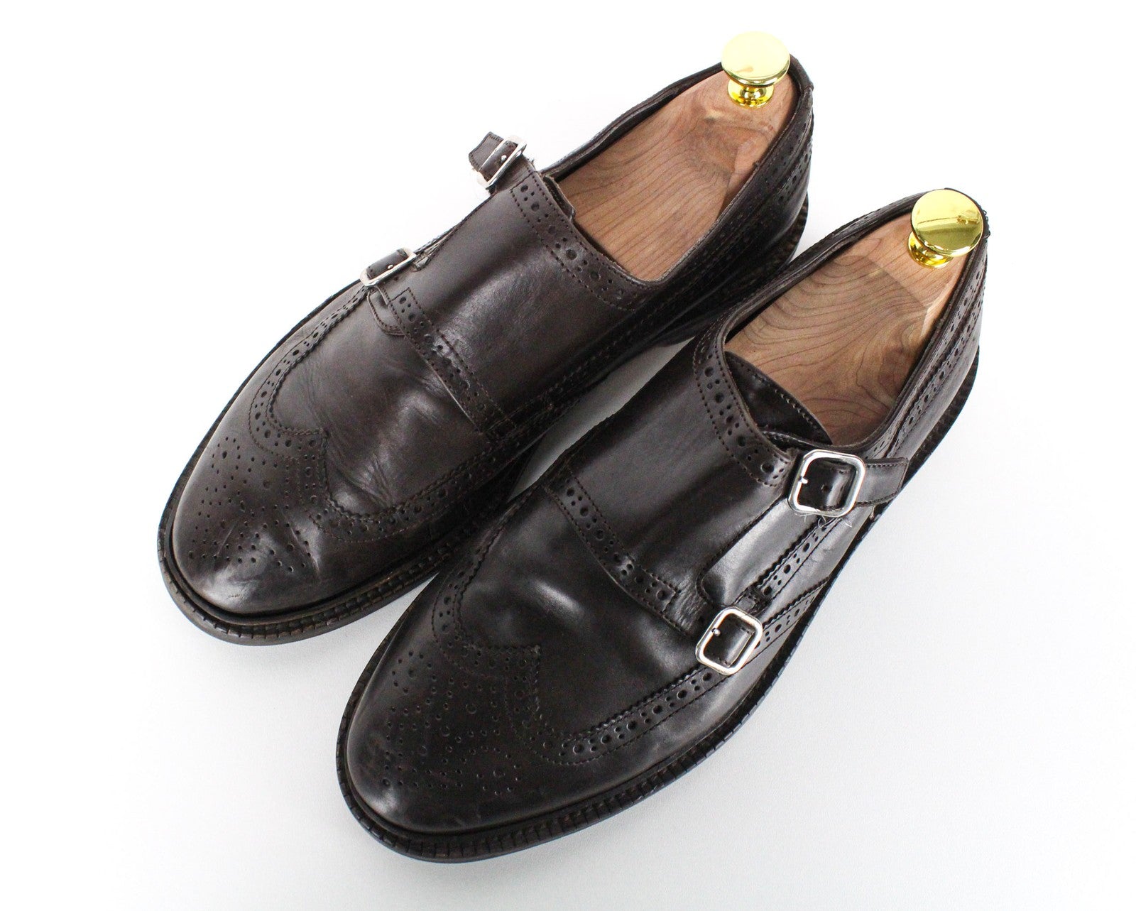 SUITSUPPLY Men Formal Shoes EU40 Dark Brown Double Buckled Leather Classic