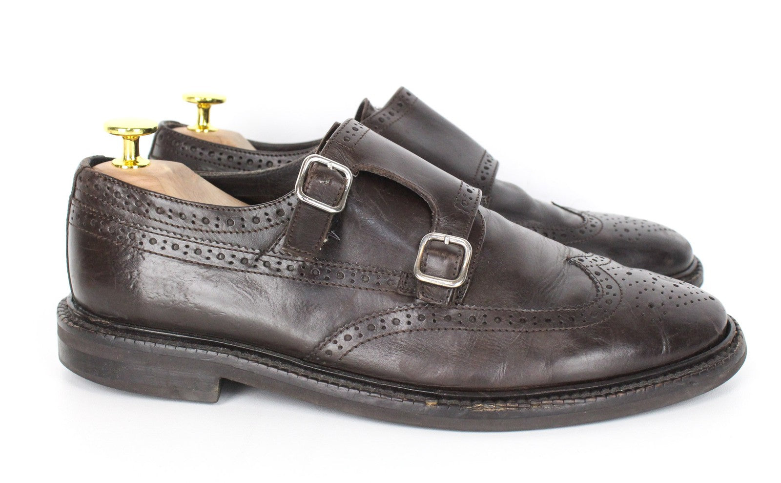 SUITSUPPLY Men Formal Shoes EU40 Dark Brown Double Buckled Leather Classic